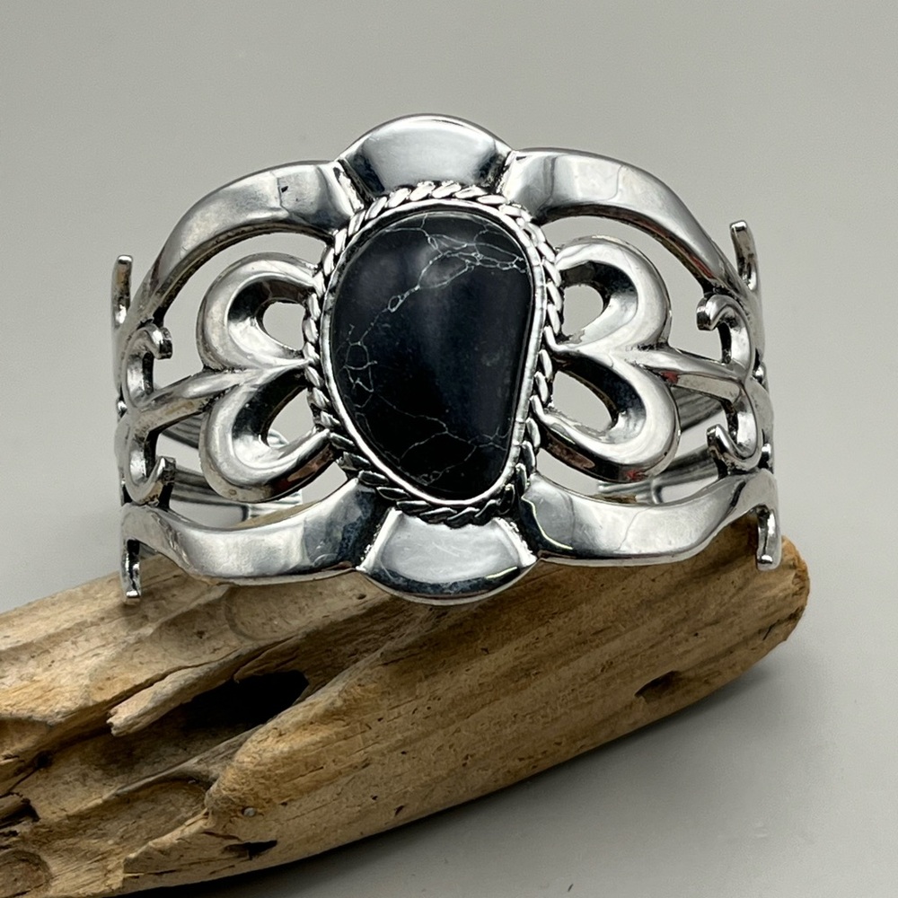 Elegant Silver and Black Women's Bracelet